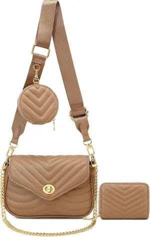 JEEHAN Quilted Crossbody Bags for women Designer Shoulder Handbags Small Purse