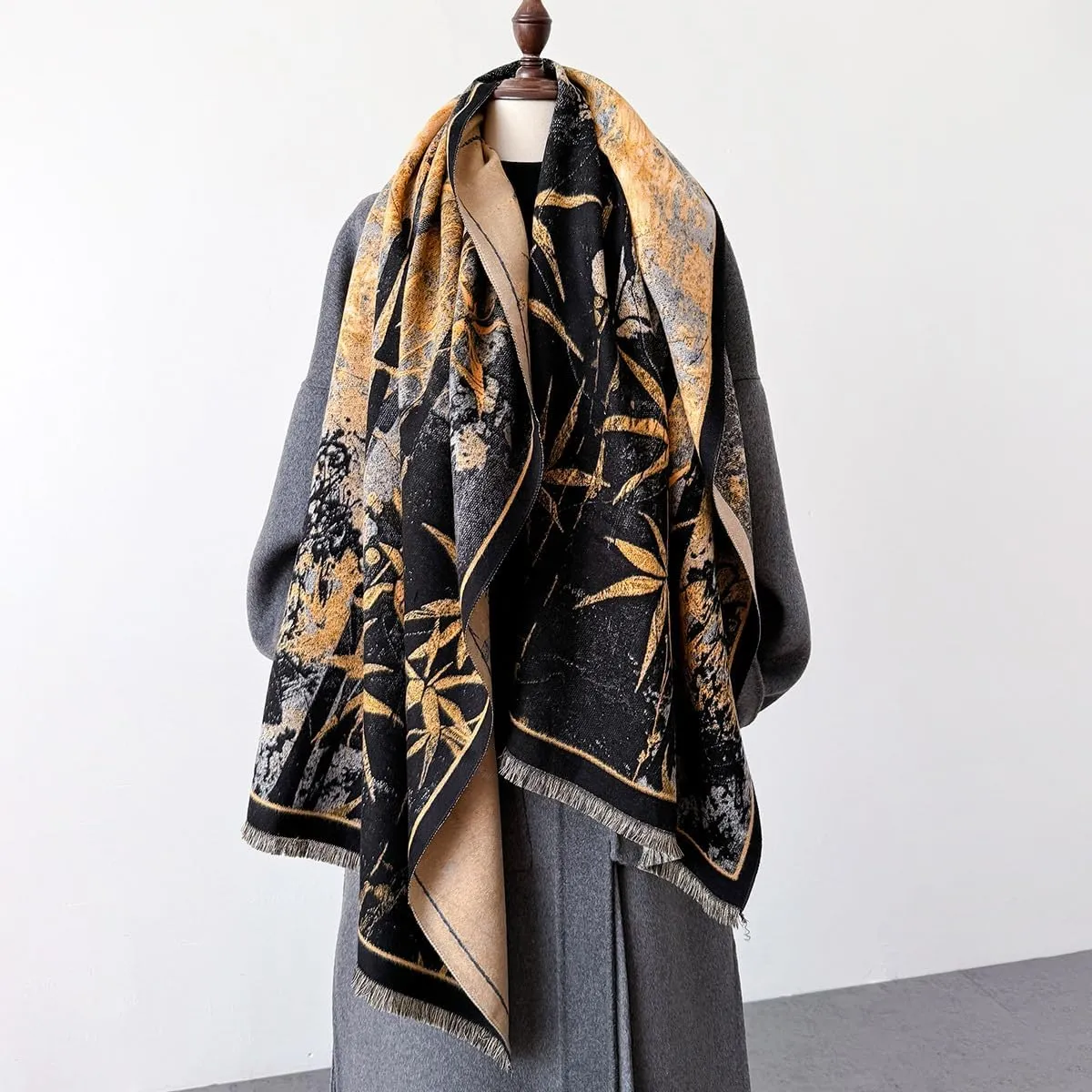 Jeelow Womens Pashmina Shawl Wrap Scarf - Elegant Dressy Evening Poncho Cape for Formal and Wedding Outfits