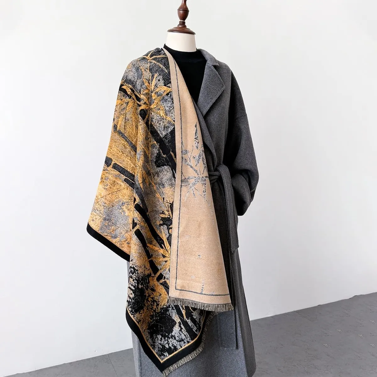 Jeelow Womens Pashmina Shawl Wrap Scarf - Elegant Dressy Evening Poncho Cape for Formal and Wedding Outfits