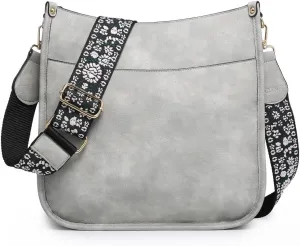 JEN & CO. Crossbody Bags for Women Trendy Vegan Leather Hobo Purses Shoulder Handbags with Wide Adjustable Guitar Strap
