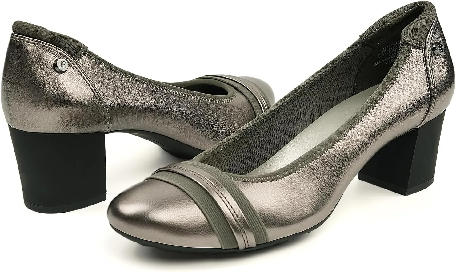 JENN ARDOR Chunky Block Pumps for Women Slip On Low Heel Closed Round Toe Dress Shoes Classic Mid Square Shoes Wedding Party Office Lady Shoes 2 inch