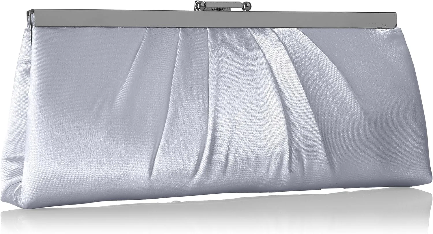 Jessica McClintock Blaire Women's Satin Frame Evening Clutch Bag Purse with Shoulder Chain Included
