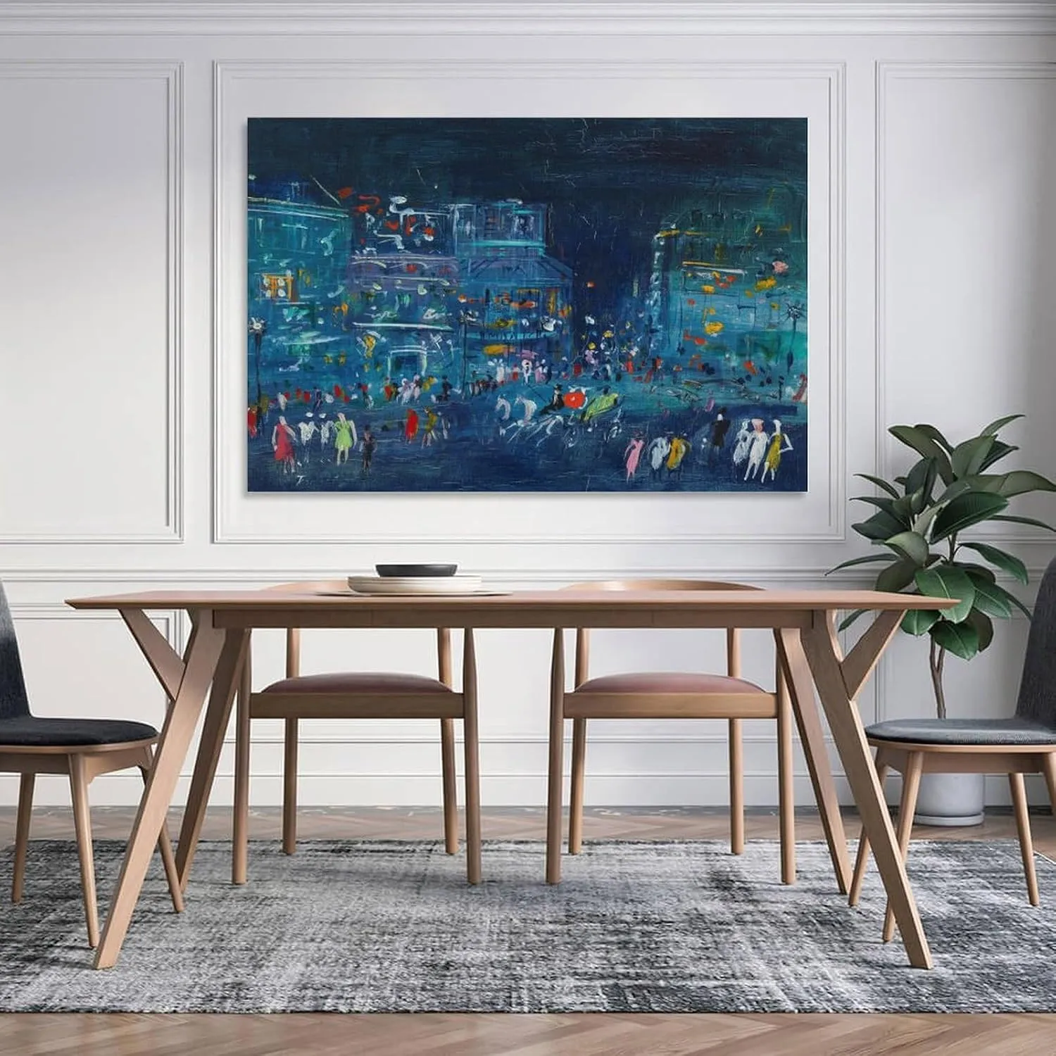 JIANPIN JEAN DUFY Paris Pigalle, La Nuit Canvas Famous Paintings, Wall Art Posters, Decorative Hanging Pictures Picture Print Wall Art Poster Painting Canvas Posters Artworks Gift Idea Room Aesthetic