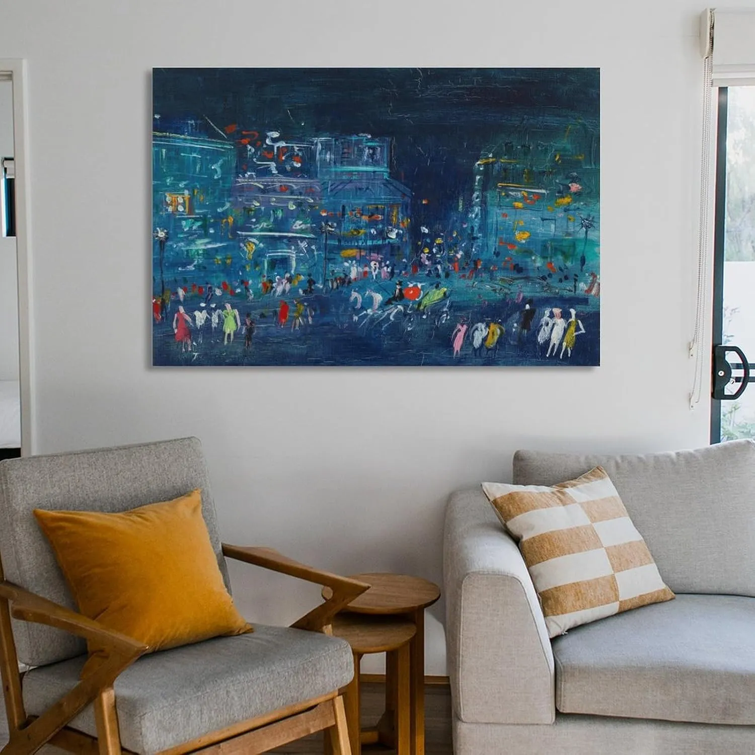 JIANPIN JEAN DUFY Paris Pigalle, La Nuit Canvas Famous Paintings, Wall Art Posters, Decorative Hanging Pictures Picture Print Wall Art Poster Painting Canvas Posters Artworks Gift Idea Room Aesthetic