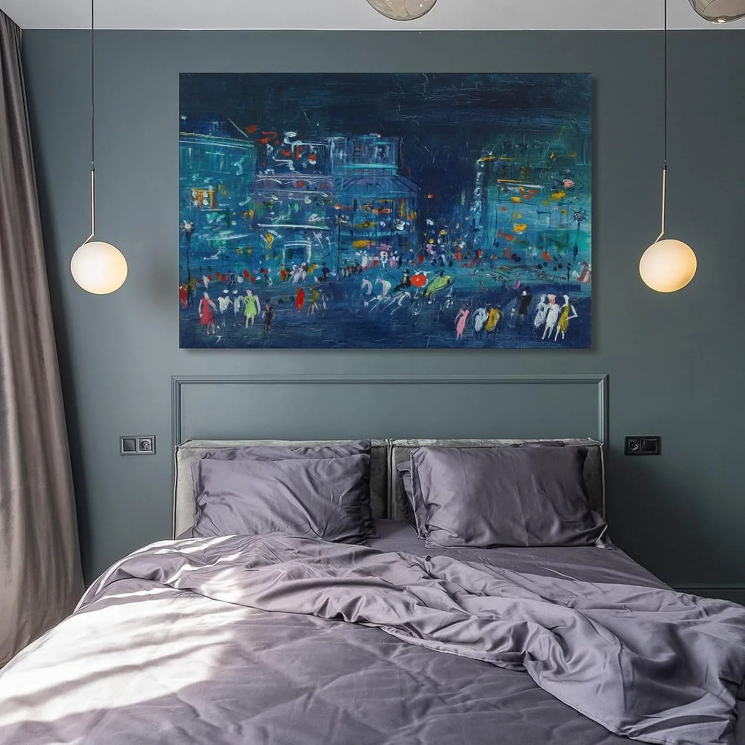 JIANPIN JEAN DUFY Paris Pigalle, La Nuit Canvas Famous Paintings, Wall Art Posters, Decorative Hanging Pictures Picture Print Wall Art Poster Painting Canvas Posters Artworks Gift Idea Room Aesthetic