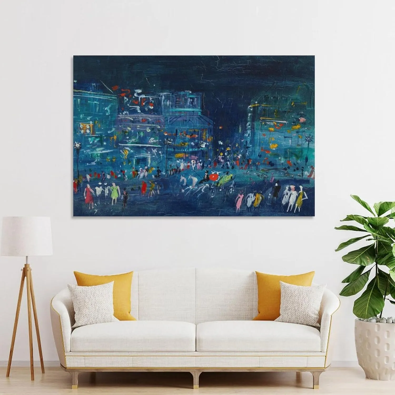 JIANPIN JEAN DUFY Paris Pigalle, La Nuit Canvas Famous Paintings, Wall Art Posters, Decorative Hanging Pictures Picture Print Wall Art Poster Painting Canvas Posters Artworks Gift Idea Room Aesthetic