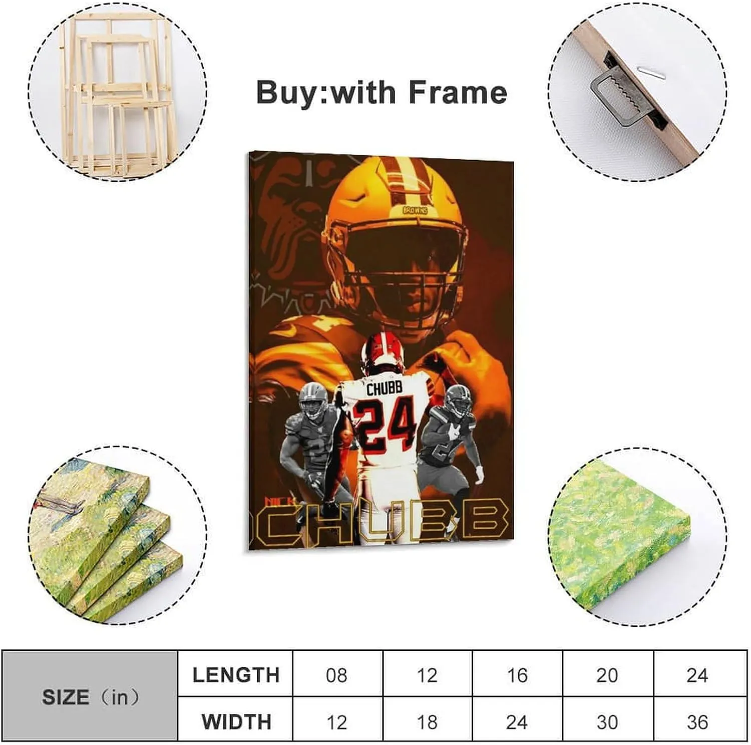 JJoias Nick Chubb Posters Artworks Canvas Room Aesthetic Wall Art Prints Home Modern Decor Gifts 16x24inch(40x60cm)