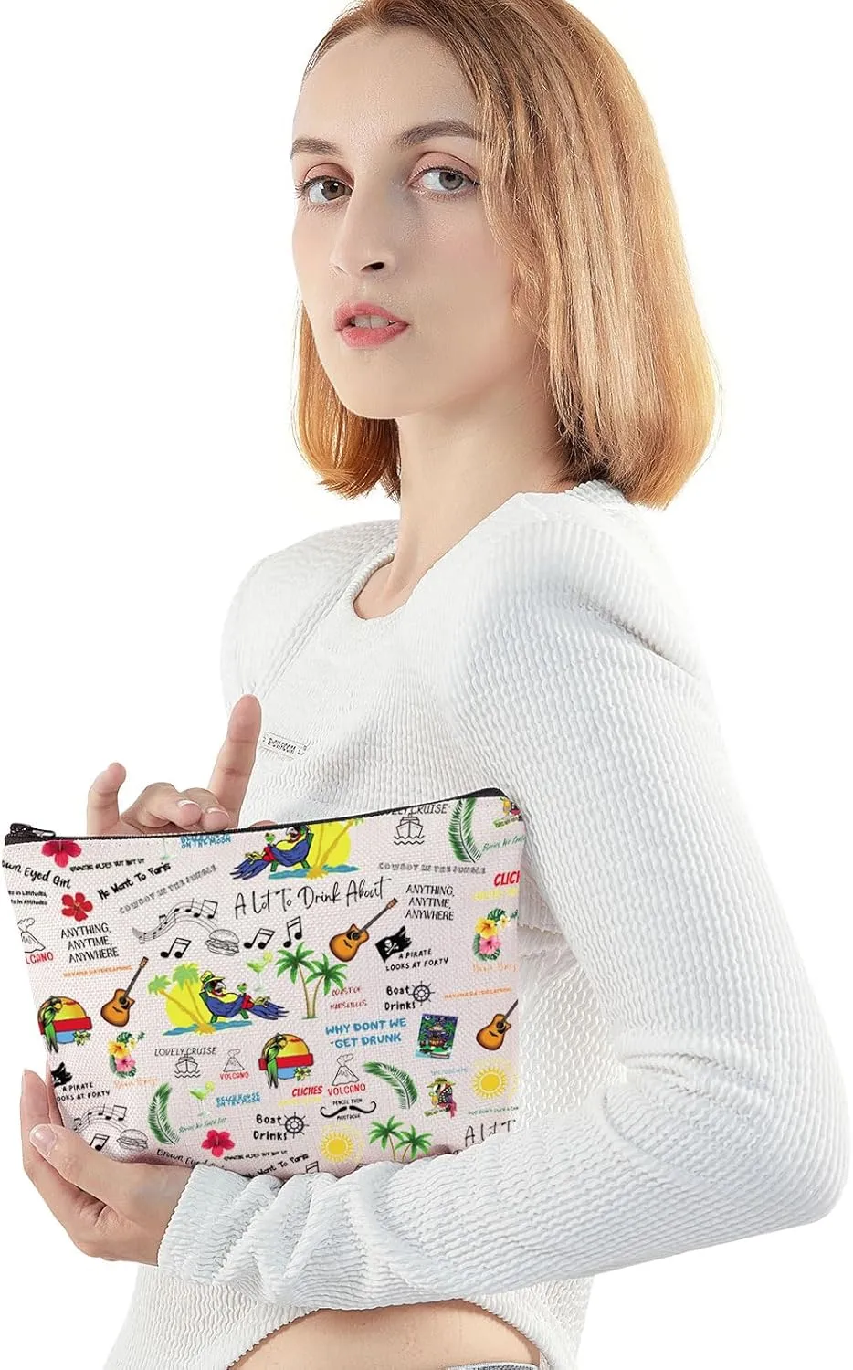 JNIAP Music Lyrics Makeup Bag Singer Album Inspired Gifts Singer Fans Gift Song Lyrics Zipper Pouch Singer Merchandise (want to paris)