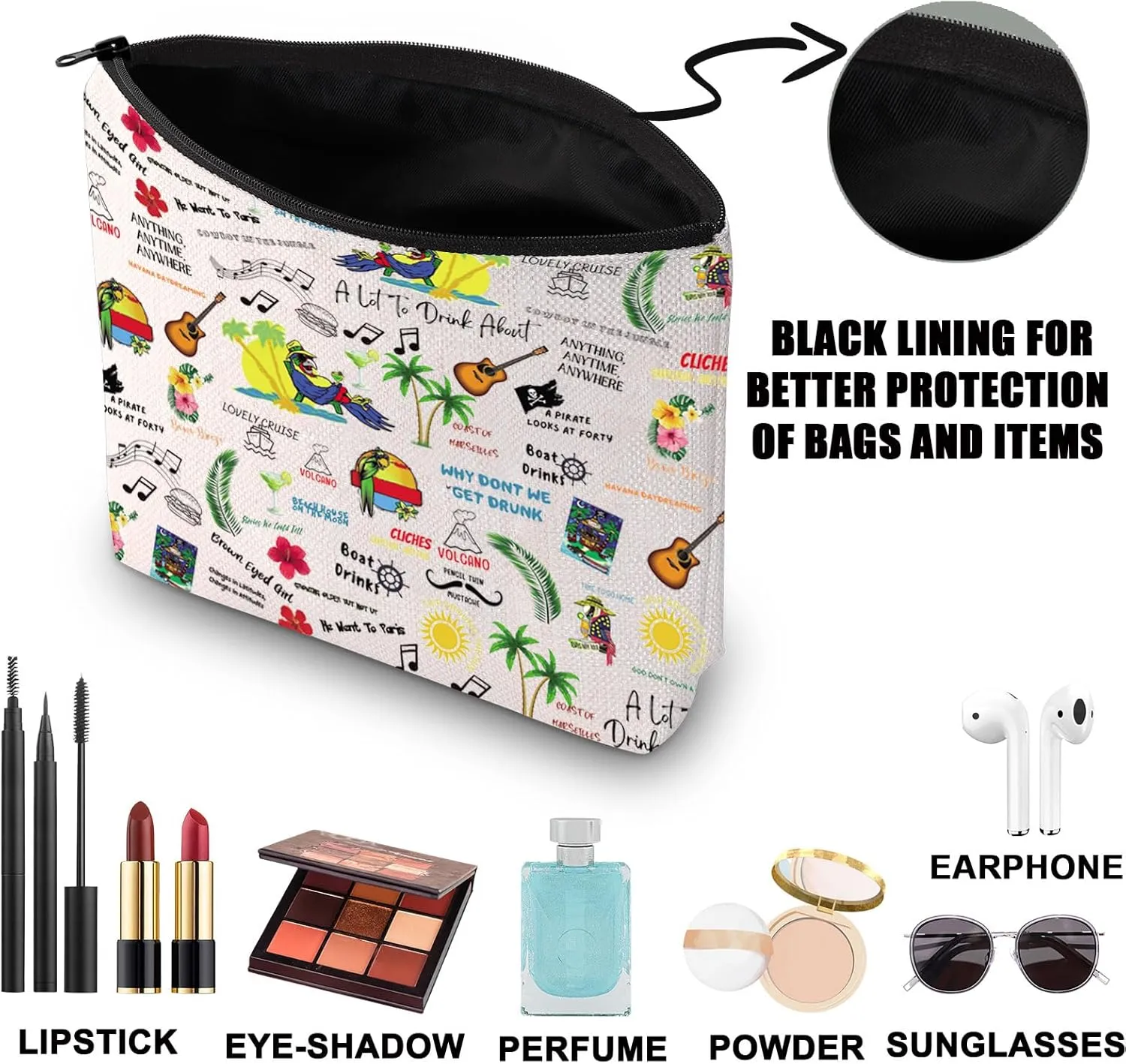 JNIAP Music Lyrics Makeup Bag Singer Album Inspired Gifts Singer Fans Gift Song Lyrics Zipper Pouch Singer Merchandise (want to paris)