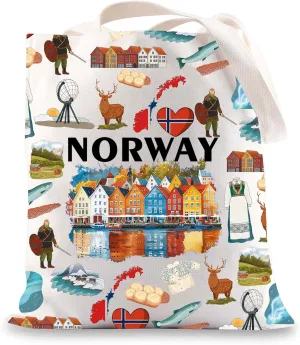 JNIAP Norway Tote Bag Norway Trip Gift Norway Vacation Gifts Norway Shoulder Bag Norwegian Gift Norway Travel Bags