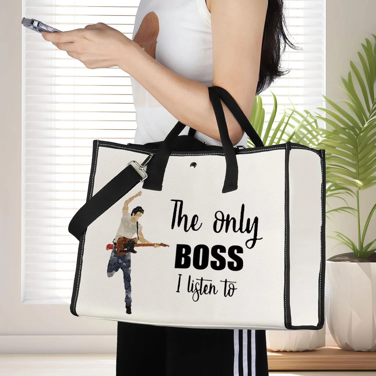 JNIAP Singer Fans Cosmetic Makeup Bag Rock Music Lover Gifts The Only Boss I Listen To Music Zipper Pouch Bag Singer Merchandise (only boss tote)