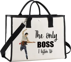 JNIAP Singer Fans Cosmetic Makeup Bag Rock Music Lover Gifts The Only Boss I Listen To Music Zipper Pouch Bag Singer Merchandise (only boss tote)