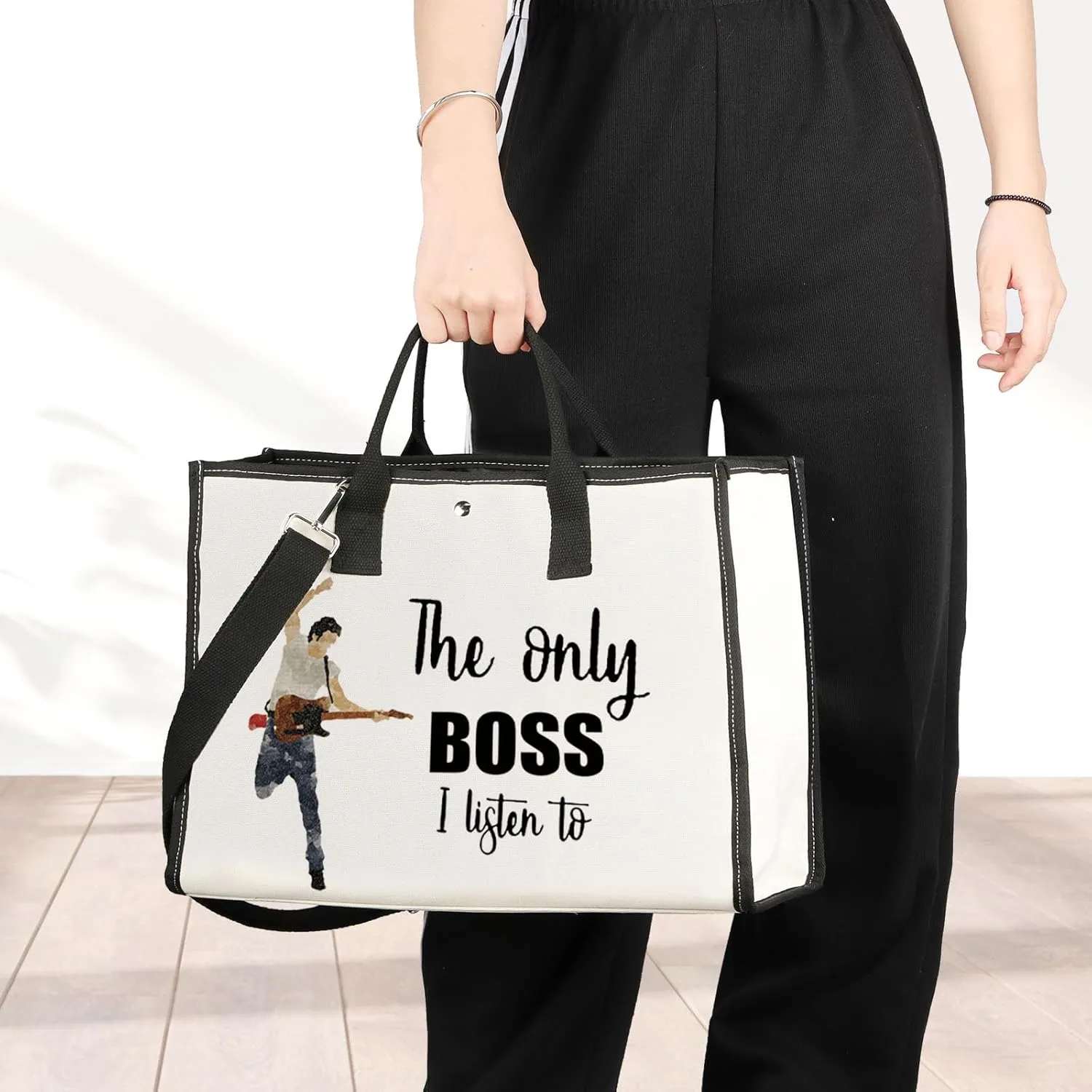 JNIAP Singer Fans Cosmetic Makeup Bag Rock Music Lover Gifts The Only Boss I Listen To Music Zipper Pouch Bag Singer Merchandise (only boss tote)