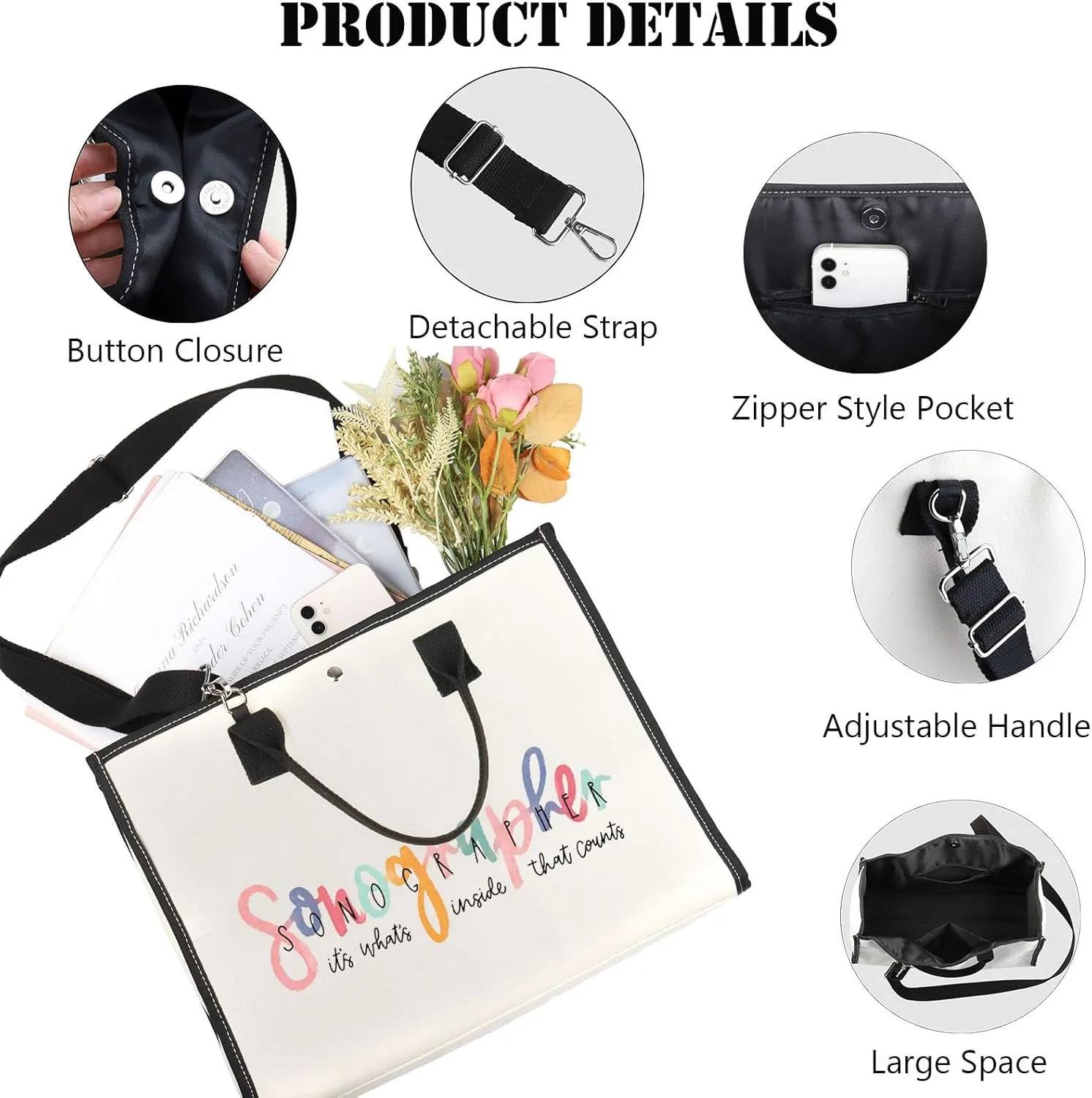 JNIAP Sonographer Makeup Bag Sonographer Gifts Ultrasound Tech Gifts Radiologist Zipper Bag Radiology Gift (Sonographer Tote)
