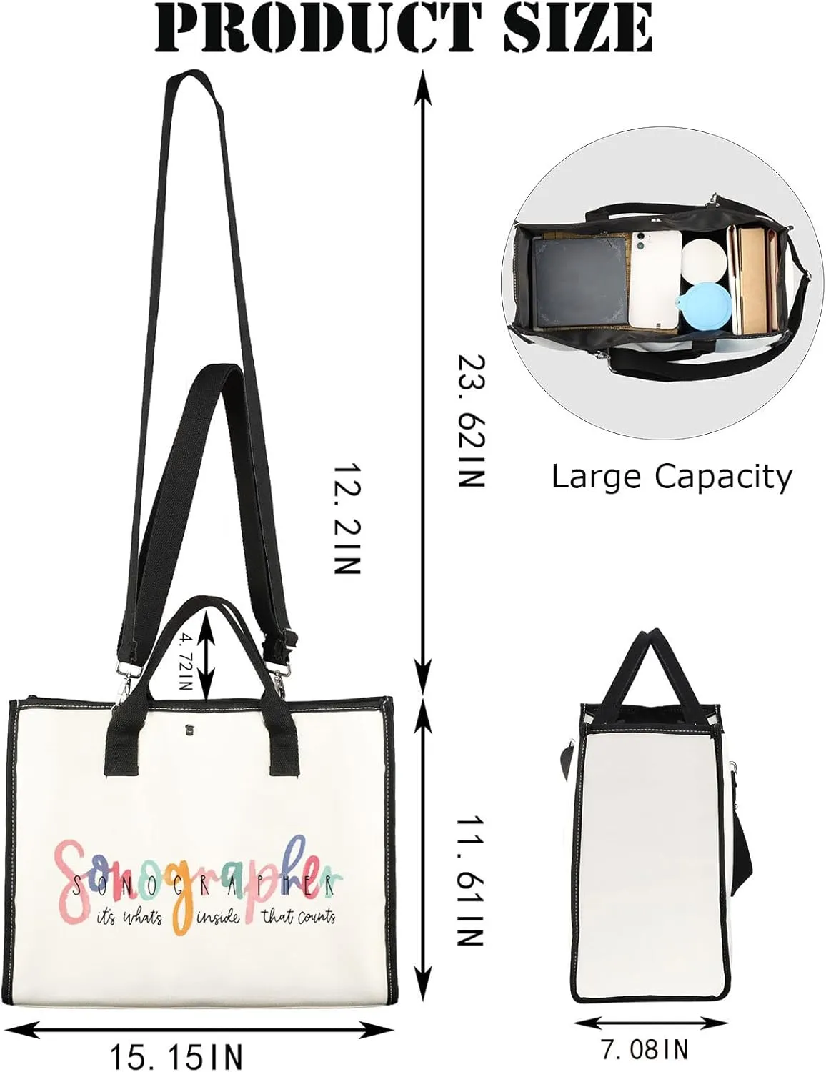 JNIAP Sonographer Makeup Bag Sonographer Gifts Ultrasound Tech Gifts Radiologist Zipper Bag Radiology Gift (Sonographer Tote)
