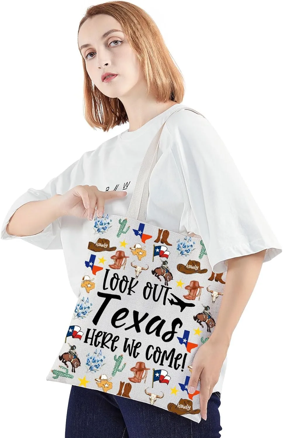 JNIAP Texas Makeup Bag Texas Themed Gifts Texas Cowgirl Gifts Texas Travel Gifts Texas Zipper Pouch (look out texas tb)