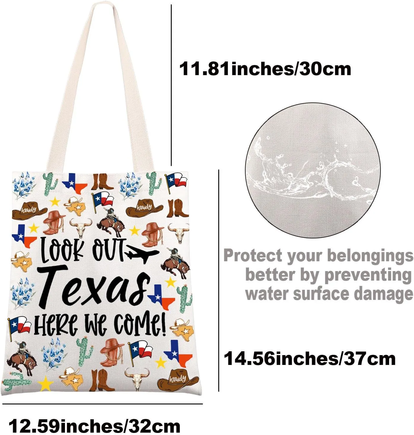 JNIAP Texas Makeup Bag Texas Themed Gifts Texas Cowgirl Gifts Texas Travel Gifts Texas Zipper Pouch (look out texas tb)