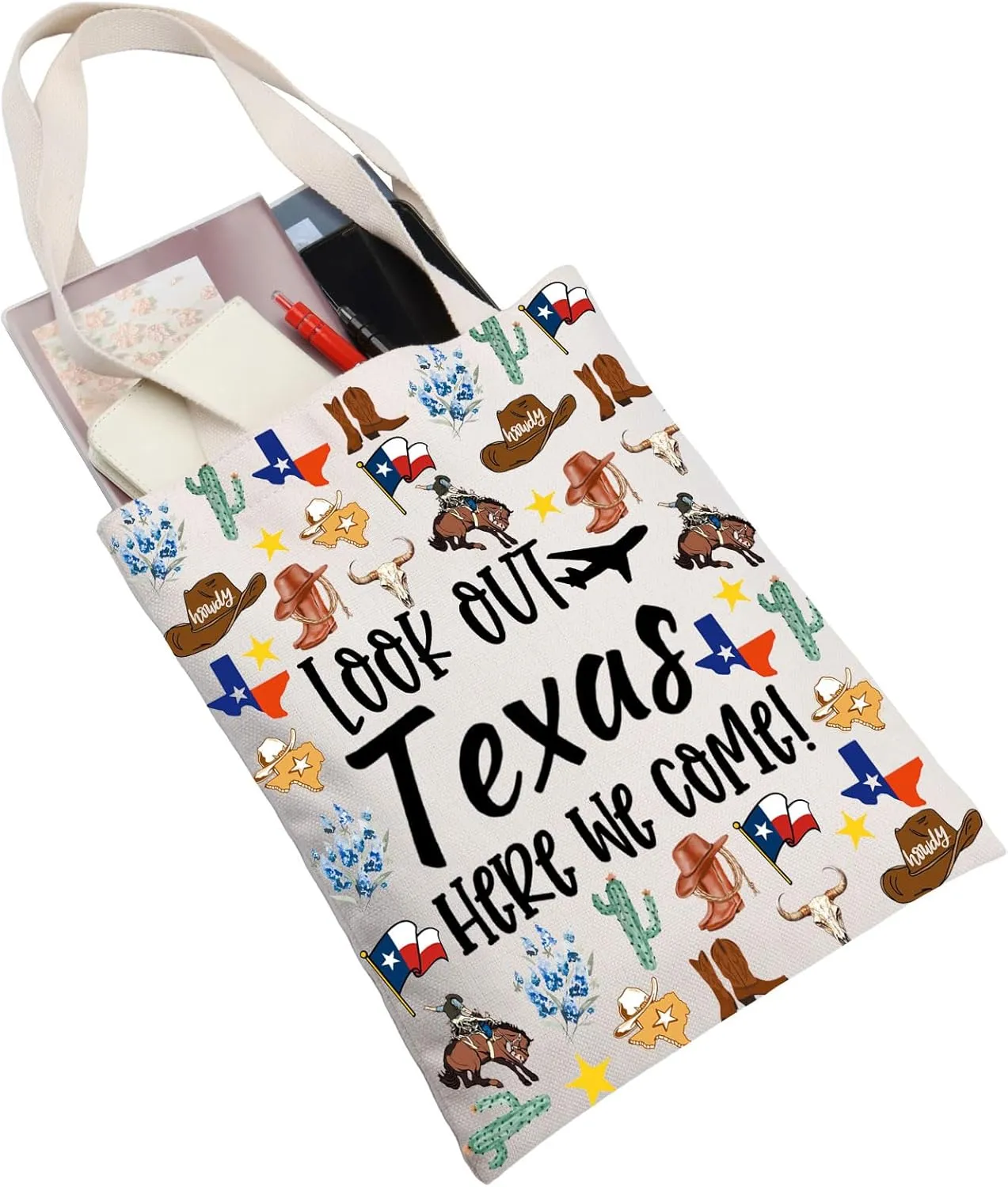 JNIAP Texas Makeup Bag Texas Themed Gifts Texas Cowgirl Gifts Texas Travel Gifts Texas Zipper Pouch (look out texas tb)