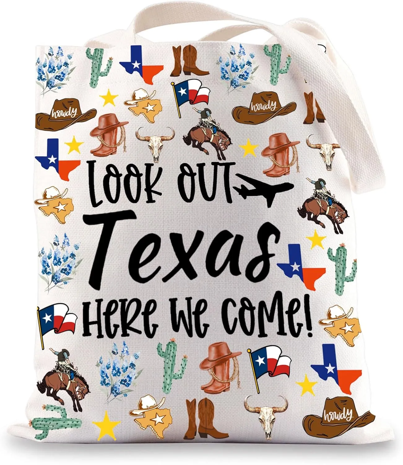 JNIAP Texas Makeup Bag Texas Themed Gifts Texas Cowgirl Gifts Texas Travel Gifts Texas Zipper Pouch (look out texas tb)
