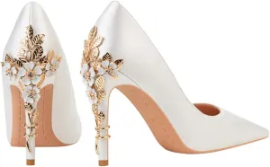 JOEupin High Heels Womens Pointed Toe Heels Satin Pumps Stiletto Bridal Party Dress Evening Wedding Shoes for Woman