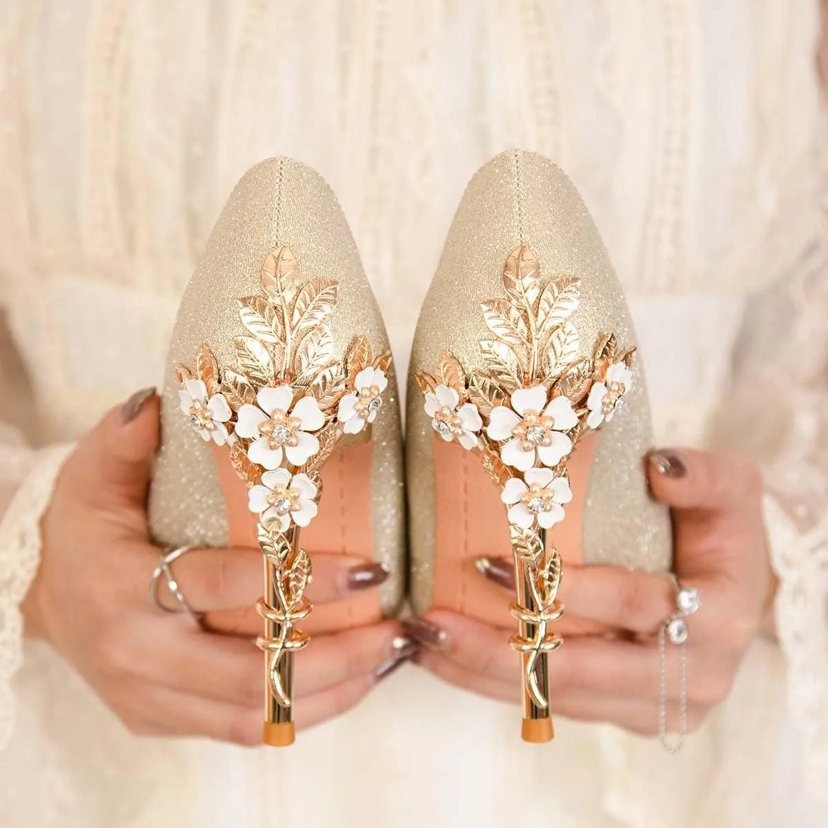 JOEupin High Heels Womens Pointed Toe Heels Satin Pumps Stiletto Bridal Party Dress Evening Wedding Shoes for Woman