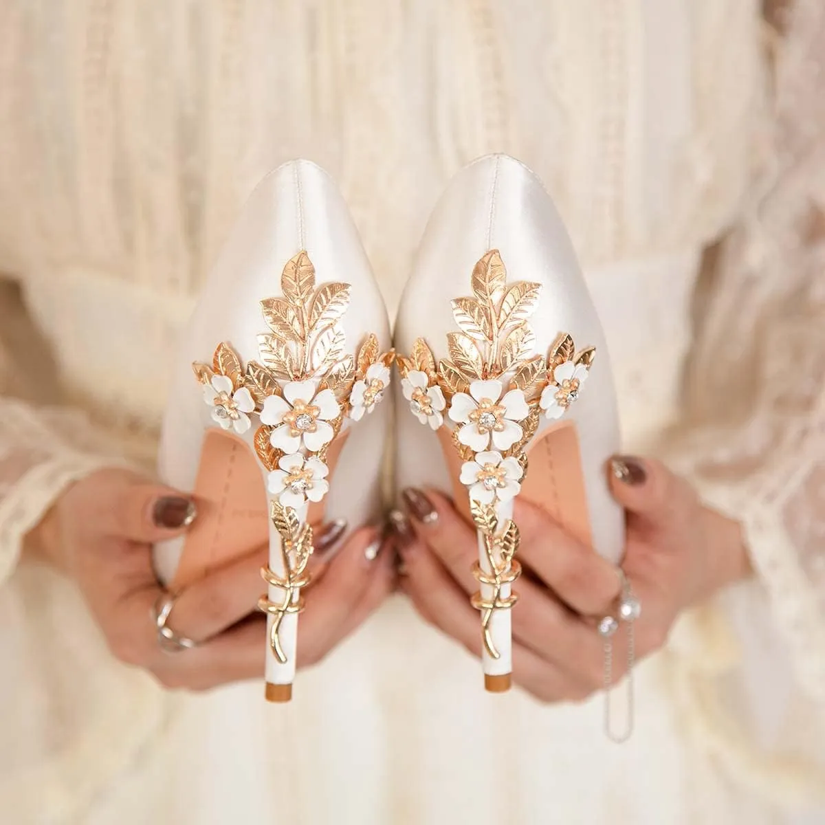JOEupin High Heels Womens Pointed Toe Heels Satin Pumps Stiletto Bridal Party Dress Evening Wedding Shoes for Woman
