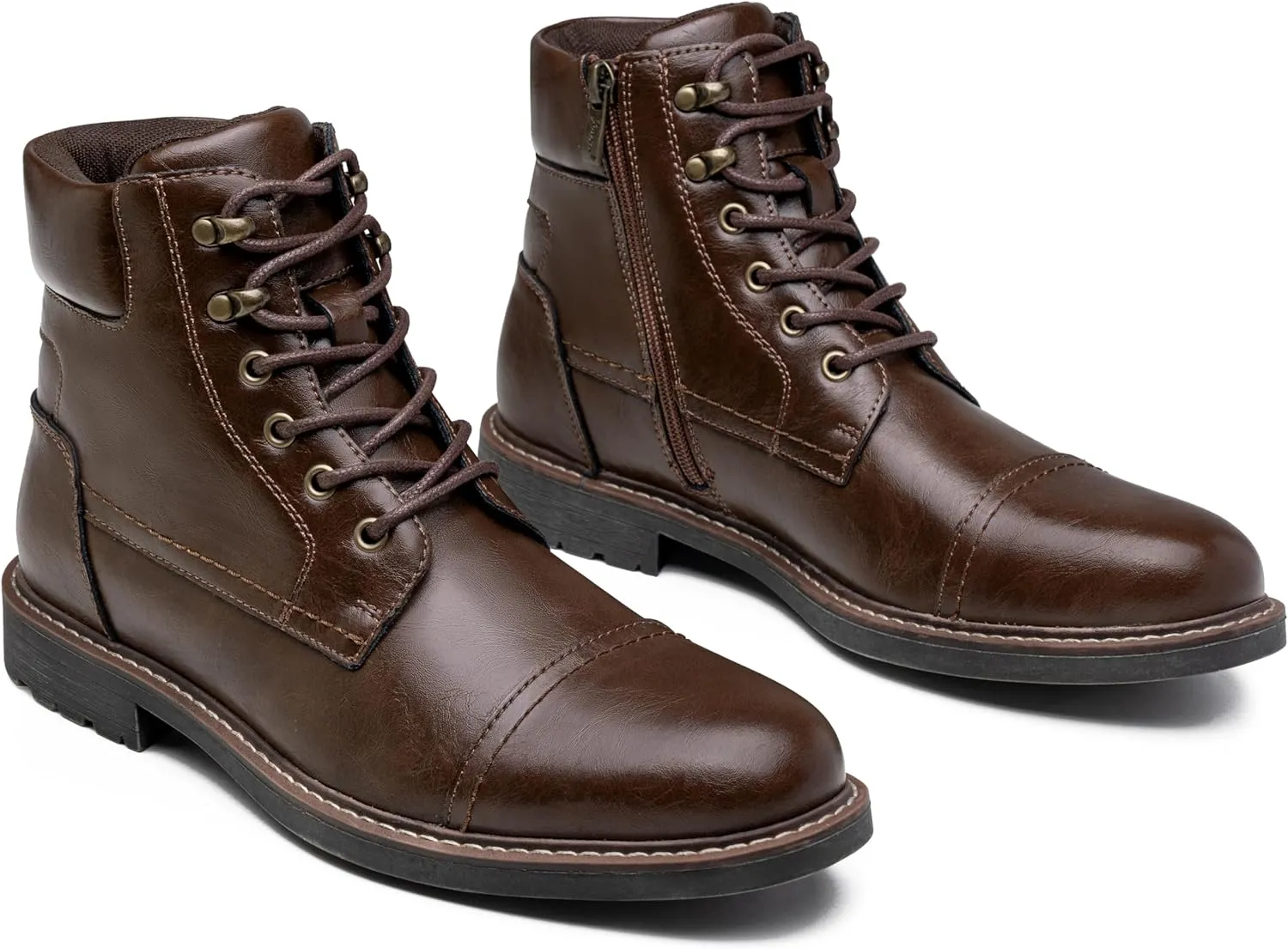 Jousen Mens Boots Leahter Retro Dress Boot Cap Toe Casual Motorcycle