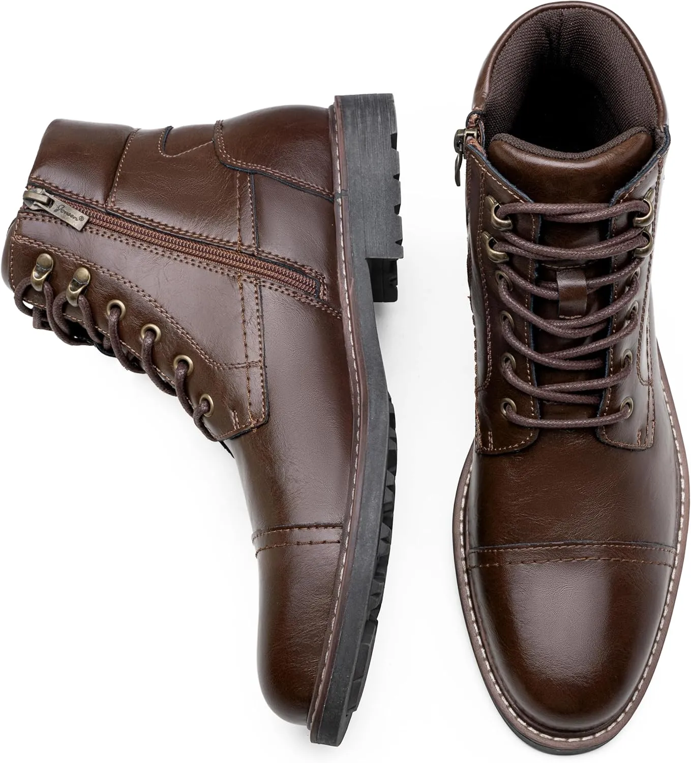 Jousen Mens Boots Leahter Retro Dress Boot Cap Toe Casual Motorcycle