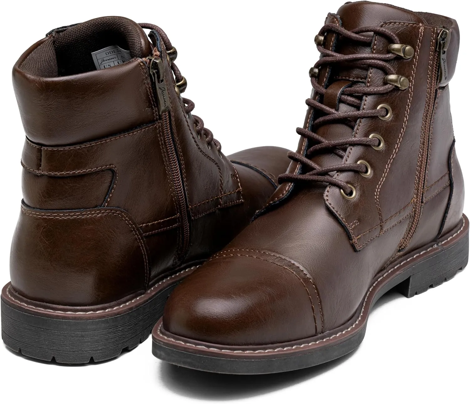 Jousen Mens Boots Leahter Retro Dress Boot Cap Toe Casual Motorcycle