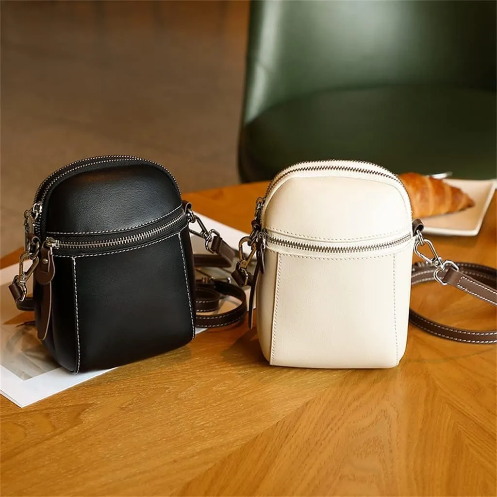 JSEIAJB Crossbody Bag Female Small Bag Leather Everything Leather Vertical Mobile Phone Bag Shoulder Bag