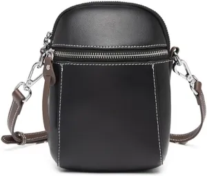 JSEIAJB Crossbody Bag Female Small Bag Leather Everything Leather Vertical Mobile Phone Bag Shoulder Bag