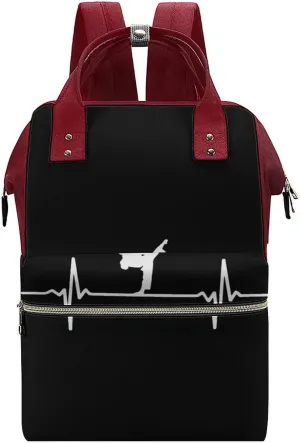 Karate Heartbeat Large Travel Bag Backpack Waterproof Bags for Women Back Pack with Bottle Pocket