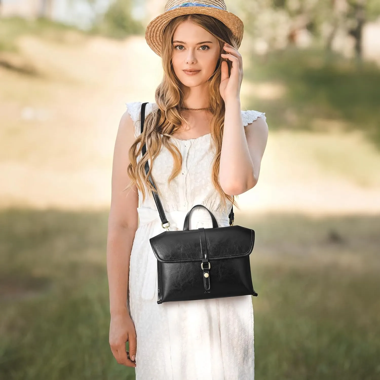 Kattee Leather Crossbody Purses for Women,Designer Women's Top-Handle Handbags,Flap Shoulder Bag with Adjustable Strap