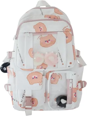 Kawaii Ita Backpack with Clear Display Bag Large Cute Cat Print Daypack for Travel Cosplay Conventions for Anime Lovers (Pink)