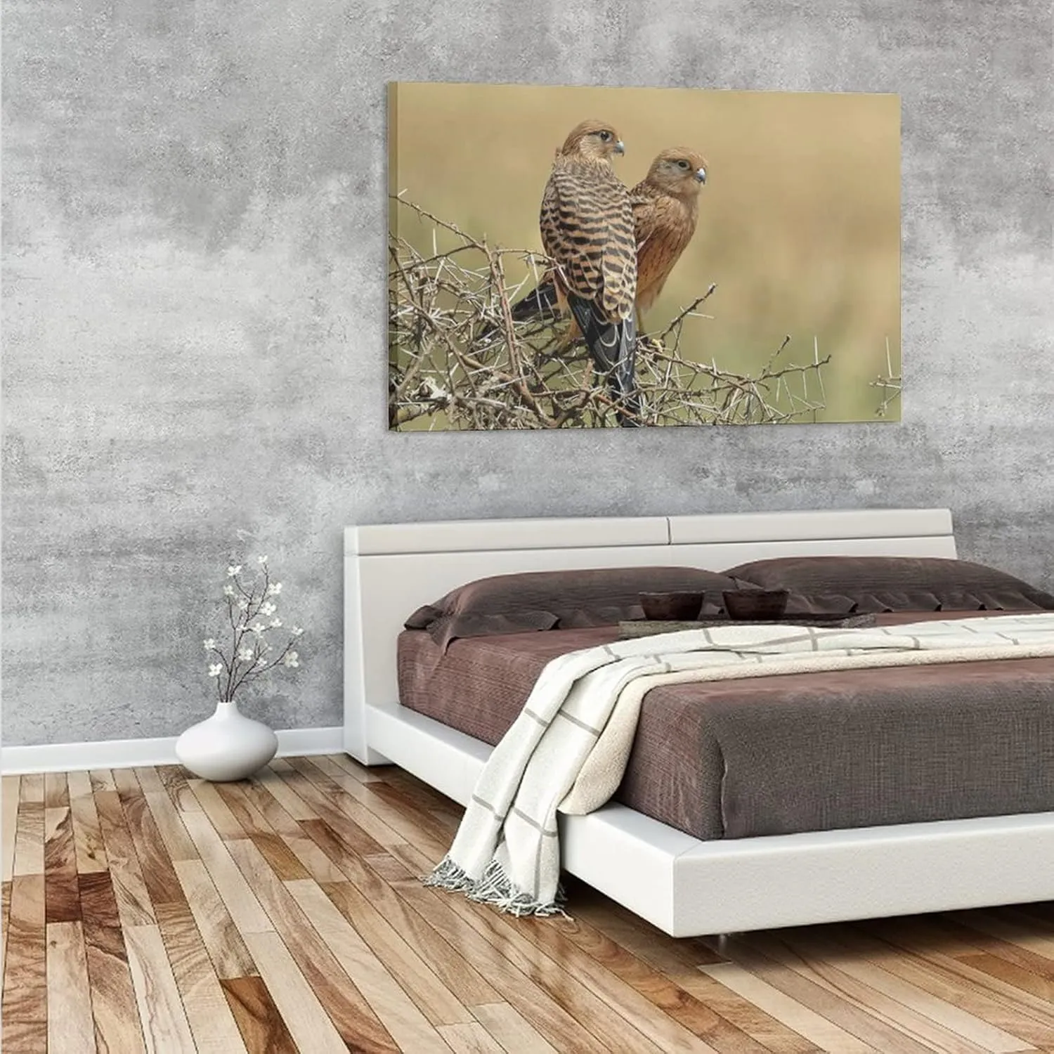 Kestrels Couple On Thornbush Room Aesthetics Posters Canvas Bedroom Sports Office Decoration Gifts Wall Art Printing 20x30inch(50x75cm)