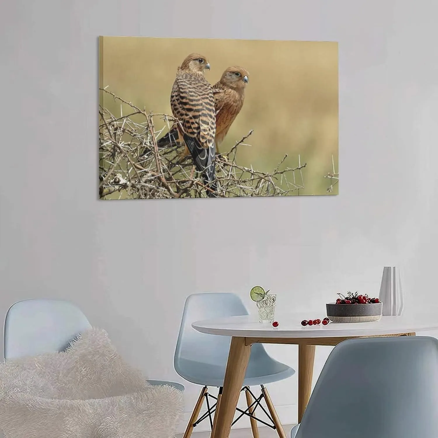 Kestrels Couple On Thornbush Room Aesthetics Posters Canvas Bedroom Sports Office Decoration Gifts Wall Art Printing 20x30inch(50x75cm)