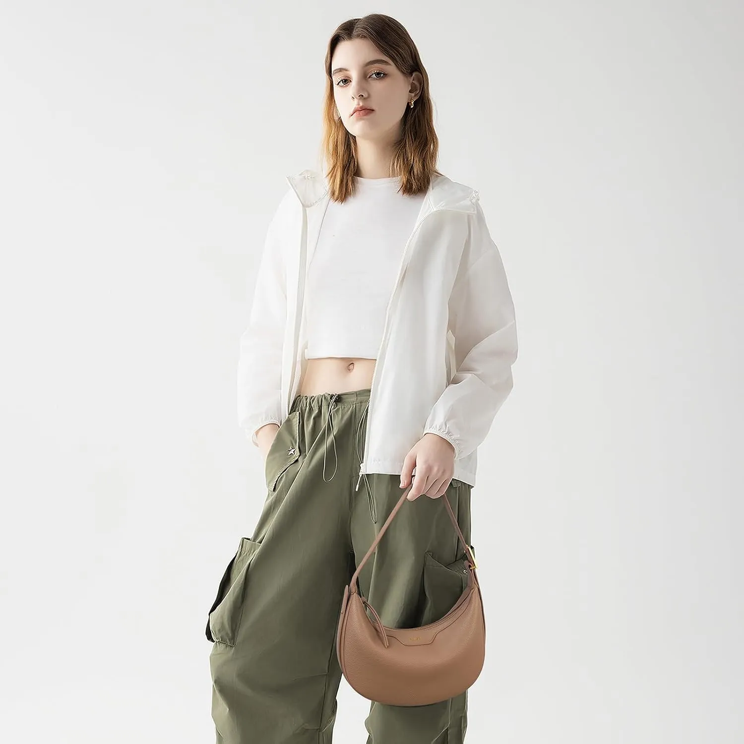Keyli Crescent Shoulder Bag for Women Trendy Leather Crossbody Hobo Purse Vegan Clutch Handbag Adjustable Strap