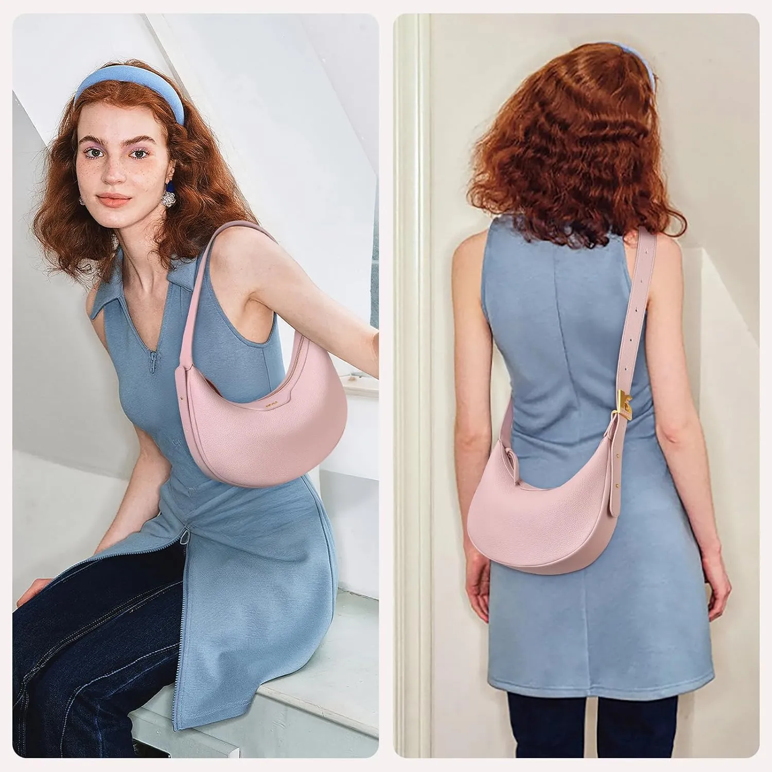 Keyli Crescent Shoulder Bag for Women Trendy Leather Crossbody Hobo Purse Vegan Clutch Handbag Adjustable Strap