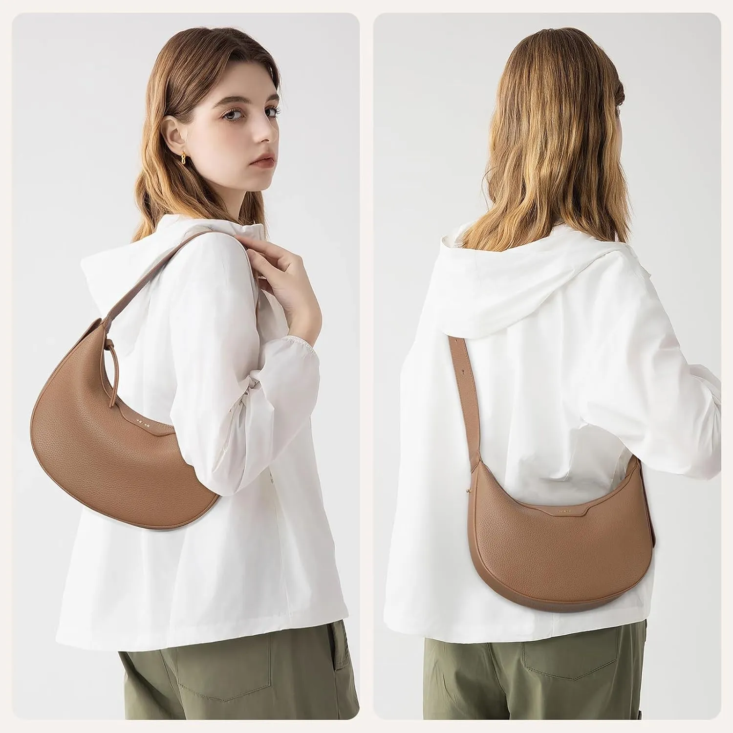 Keyli Crescent Shoulder Bag for Women Trendy Leather Crossbody Hobo Purse Vegan Clutch Handbag Adjustable Strap