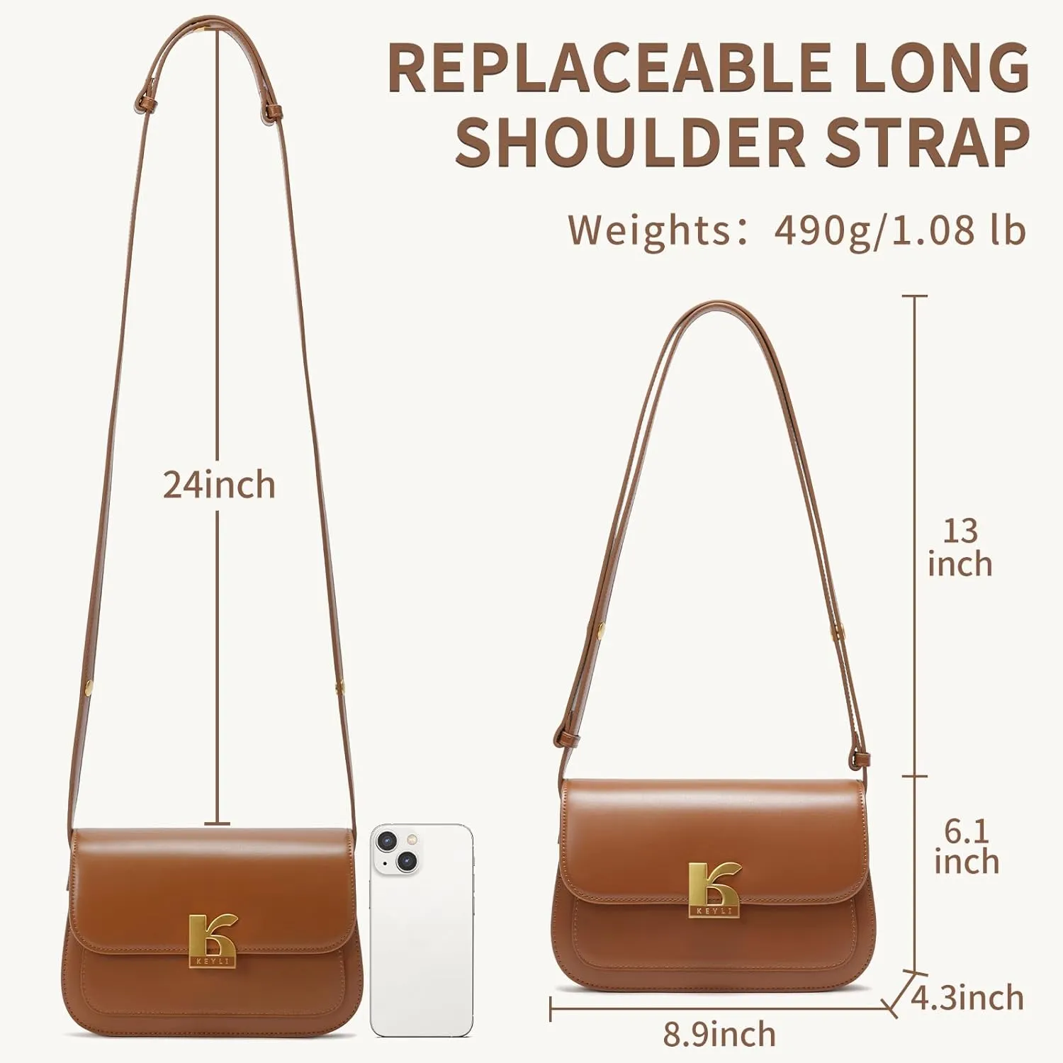 Keyli Shoulder Bag for Women Small Crossbody Bag Fashionable Purse Waterproof Leather Handbags Clutch Tote Designer Bags