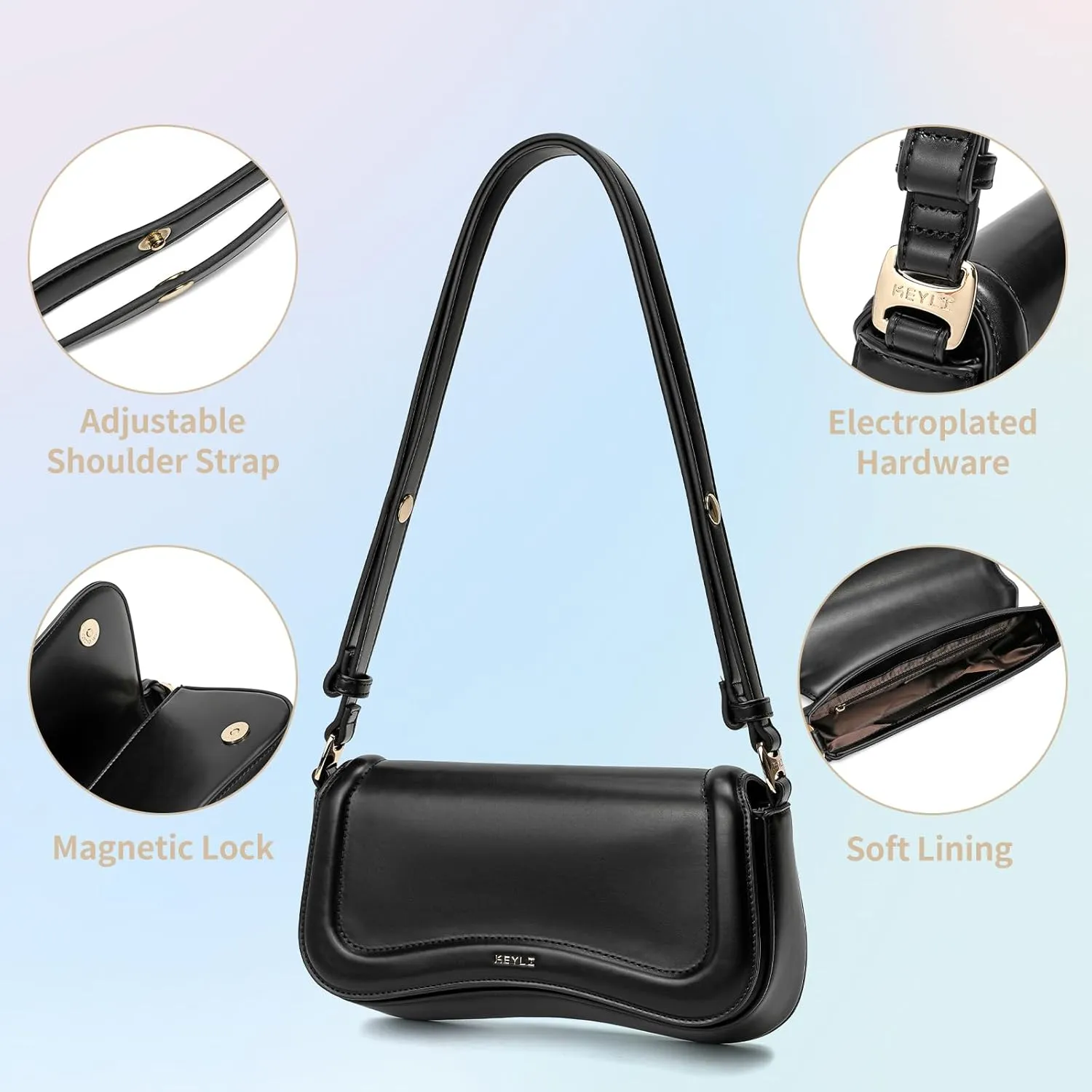 Keyli Small Shoulder Bag for women Trendy Crossbody Purse Waterproof Leather Handbags Clutch Tote Designer Bags