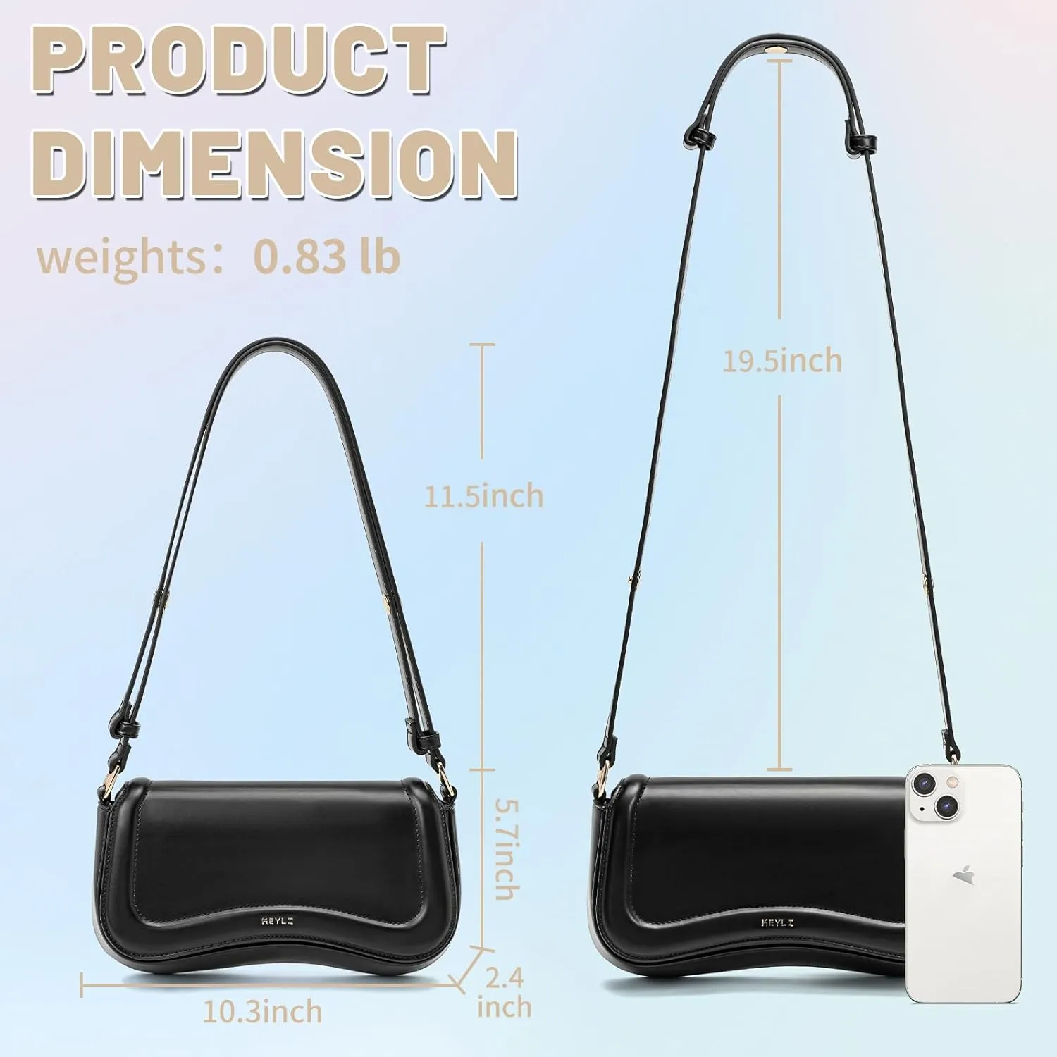 Keyli Small Shoulder Bag for women Trendy Crossbody Purse Waterproof Leather Handbags Clutch Tote Designer Bags
