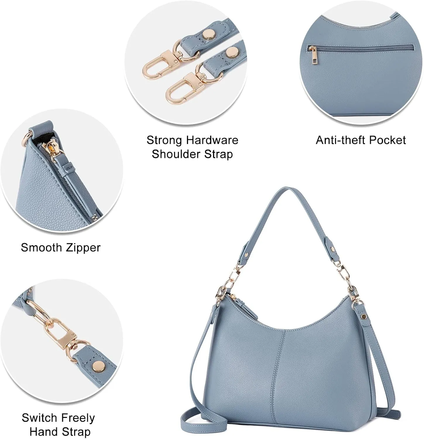 Keyli Small Shoulder Handbags for Women Mini Purse Waterproof Soft Leather Crossbody Bags for Work Shopping Travel