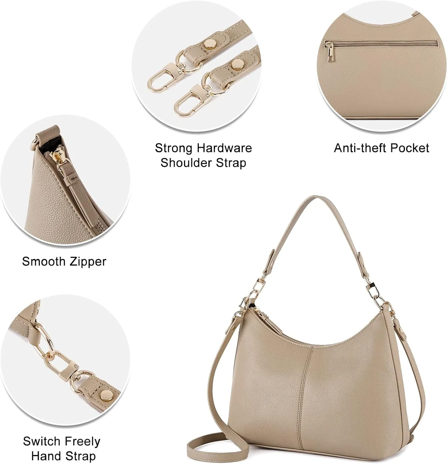 Keyli Small Shoulder Handbags for Women Mini Purse Waterproof Soft Leather Crossbody Bags for Work Shopping Travel