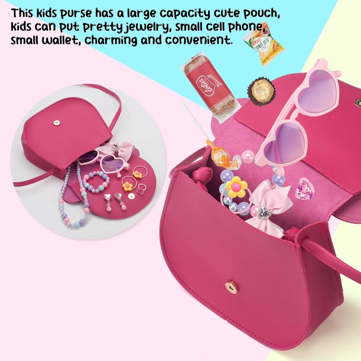 Kids Purse Toddler Gifts for Girls, Cute Little Girls Purse Mouse Ear Crossbody Bag, Princess Handbags for Age 3-14