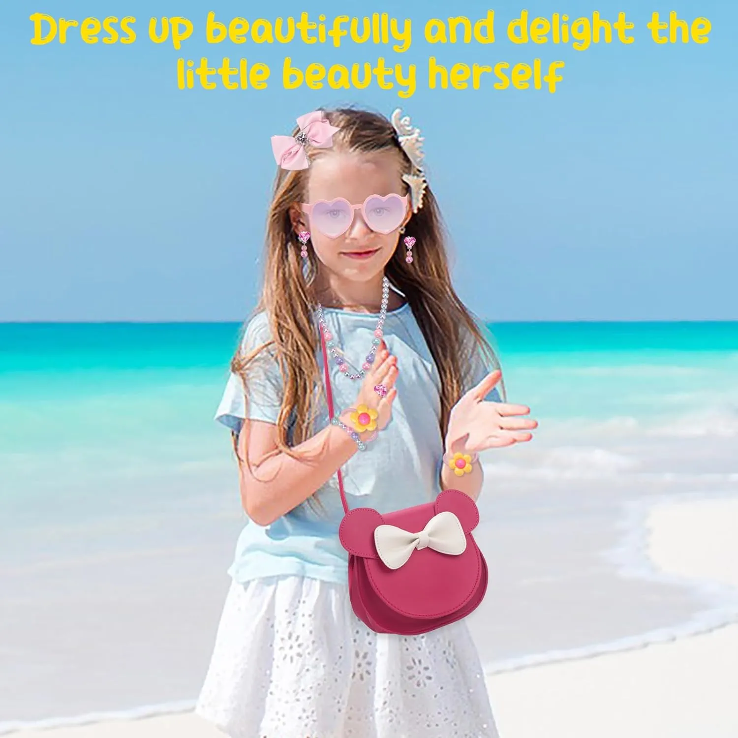 Kids Purse Toddler Gifts for Girls, Cute Little Girls Purse Mouse Ear Crossbody Bag, Princess Handbags for Age 3-14