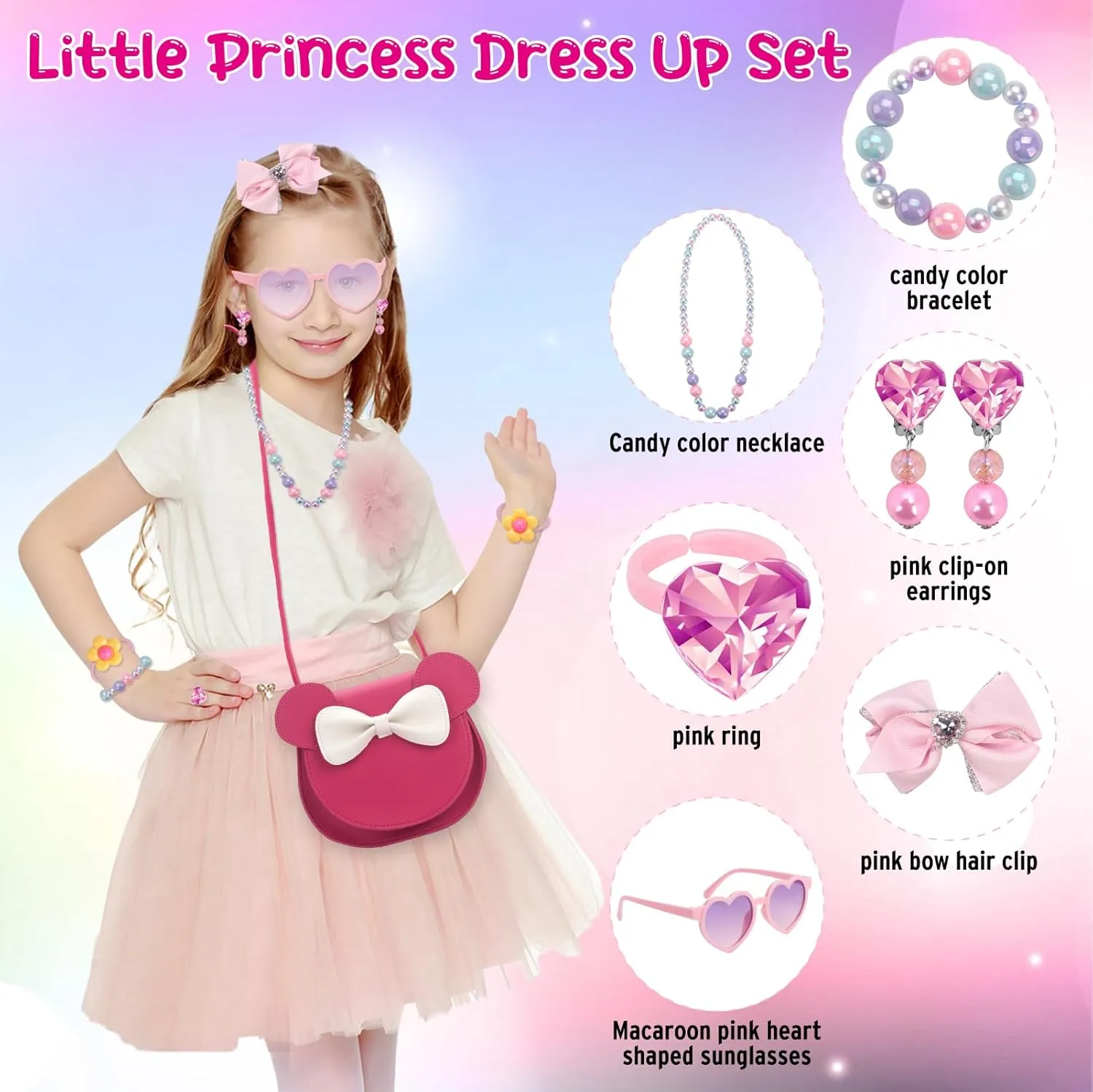 Kids Purse Toddler Gifts for Girls, Cute Little Girls Purse Mouse Ear Crossbody Bag, Princess Handbags for Age 3-14