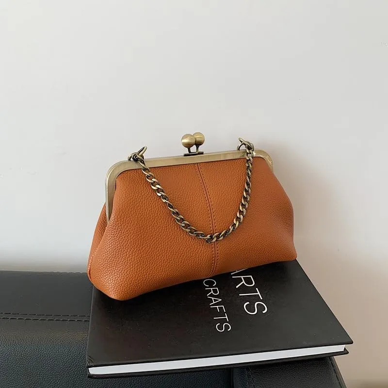 Kiss Lock Purses and Handbags Kisslock Crossbody Bag Vintage Shoulder Clutch Purses for Women