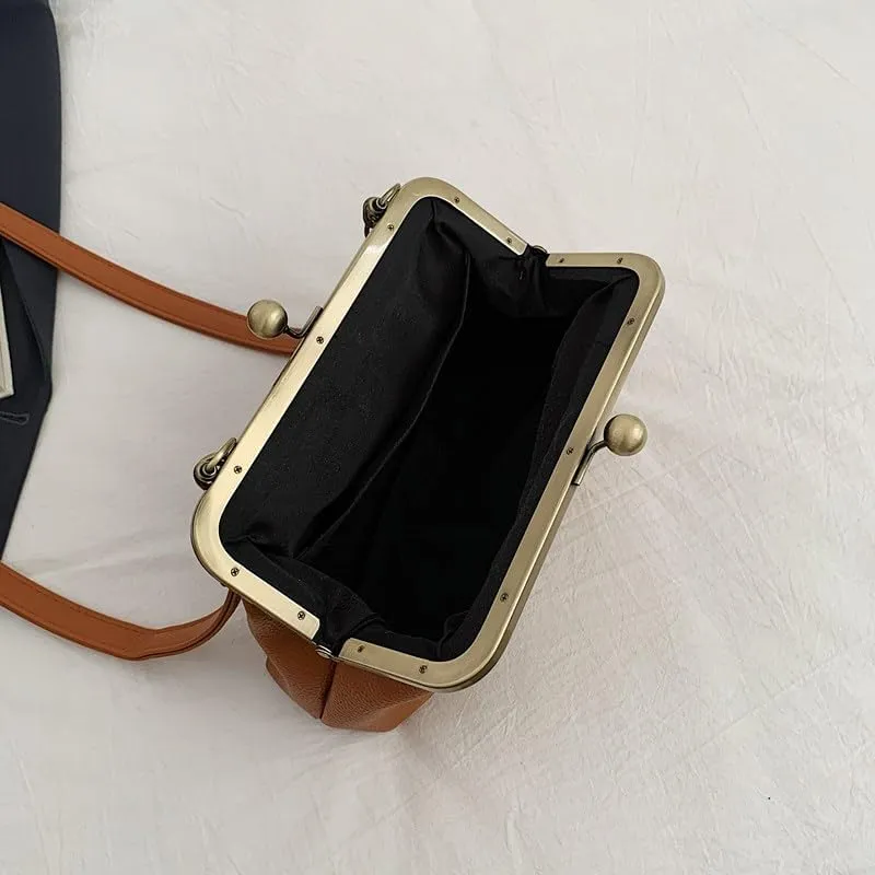 Kiss Lock Purses and Handbags Kisslock Crossbody Bag Vintage Shoulder Clutch Purses for Women