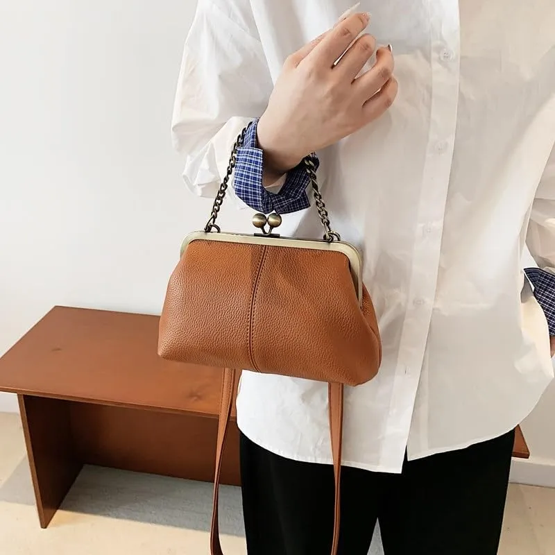 Kiss Lock Purses and Handbags Kisslock Crossbody Bag Vintage Shoulder Clutch Purses for Women